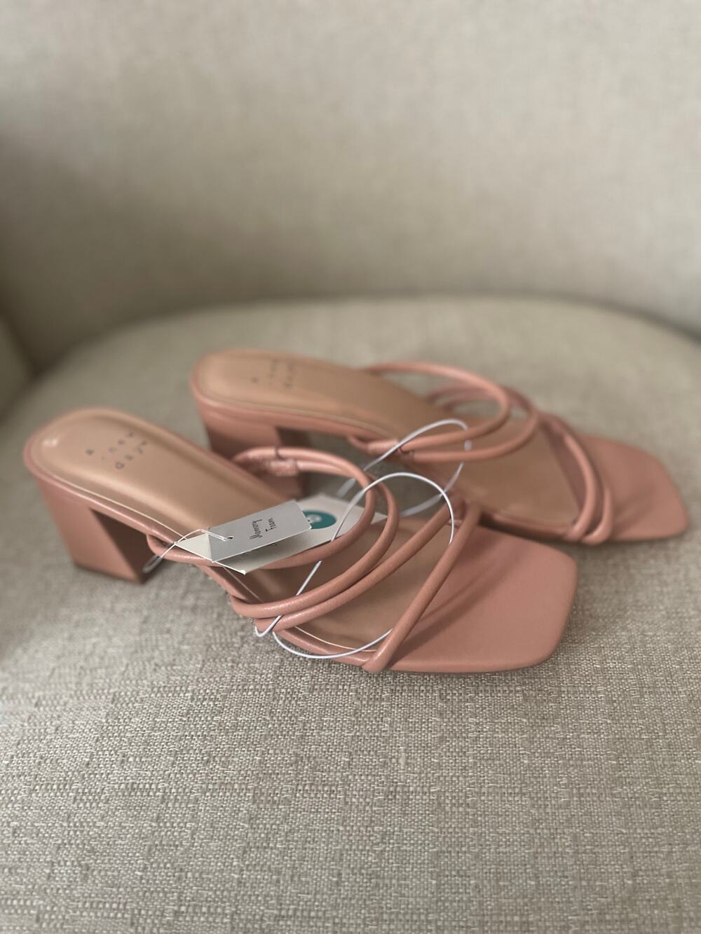 A New Day Women's 2.25" Chunky Block Mid Heel Slip On Sandals Memory Foam, S83